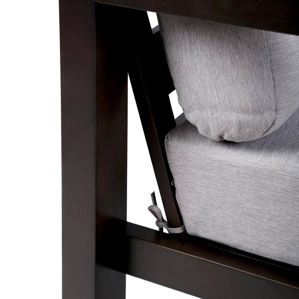 Paradise Dark Eucalyptus Wood Lounge Chair with Gray Cushions