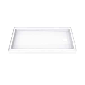 DreamStone 32 in. L x 60 in. W Alcove Shower Pan Base with Right Drain in White