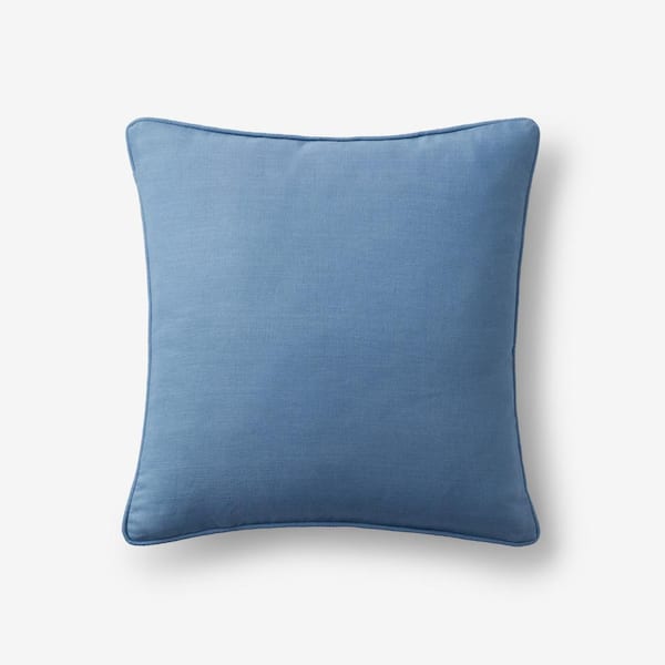 The Company Store Linen Denim Blue Solid Machine Washable 20 in. x 20 in. Throw  Pillow Cover 83146-20-DENIM BLUE - The Home Depot