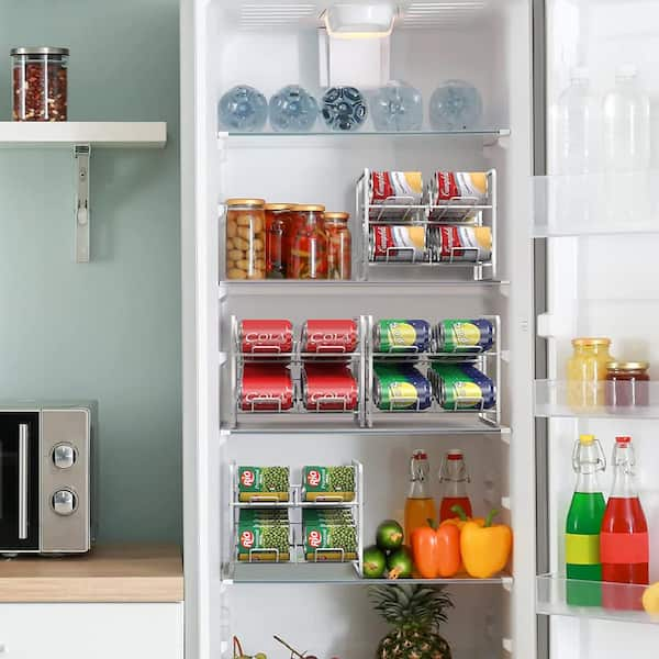 2pcs Kitchen Can Dispenser Rack - Refrigerator Soda Can Organizer - Pantry  Can Storage Holder, Great For Fridge And Freezer Organization - Holds Food  And Soup Cans (transparent)