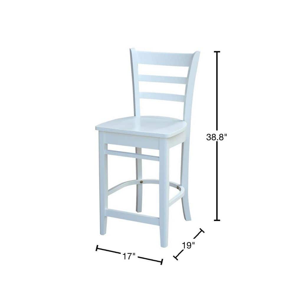 Emily Solid Wood White Counter Height Barstool 41"