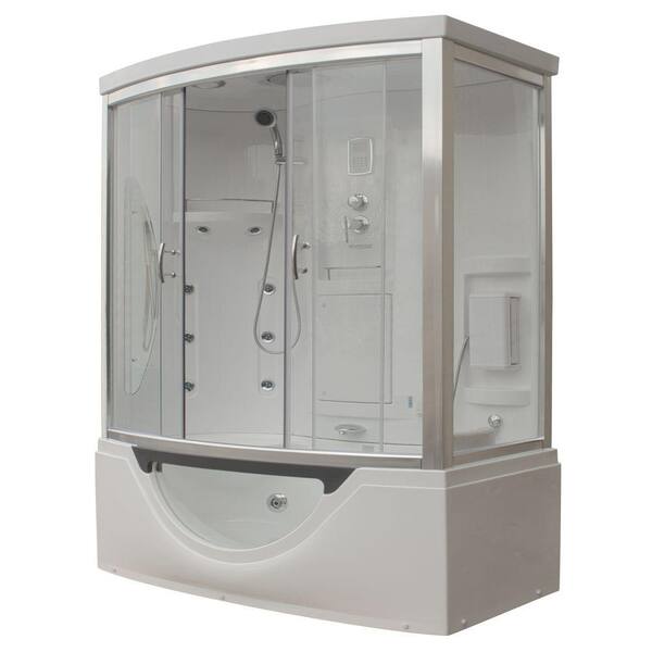 Steam Planet Hudson Plus 72 in. x 39 in. x 88 in. Steam Shower Enclosure Kit with Whirlpool Tub in White