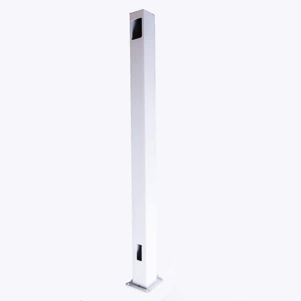 36 in. x 2.5 in. x 2.5 in. White Aluminum Top Stair Post for Stair Railing Kit