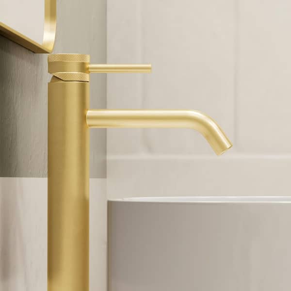 ANGELSEY Single Handle Vessel Sink Faucet with Pop-up Drain in Brushed Gold