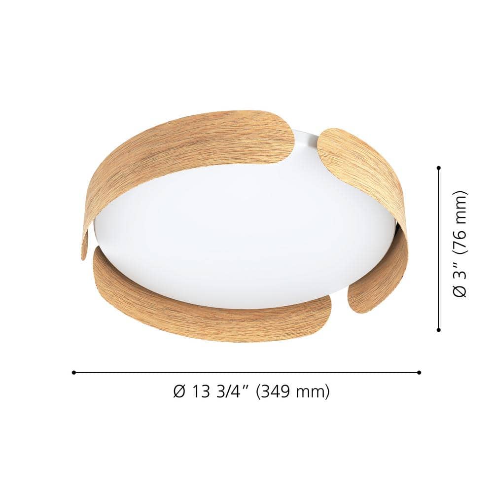 Valcasotto 13.75" Wood LED Flush Mount with White Acrylic Shade