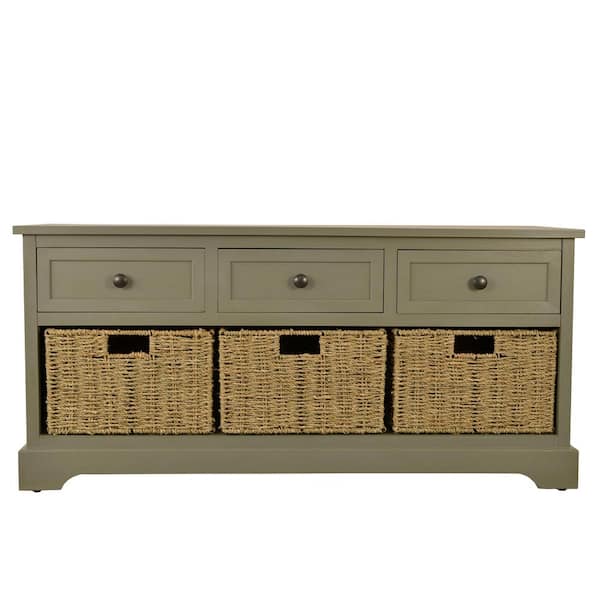 Decor Therapy Montgomery Antique Gray Storage Bench