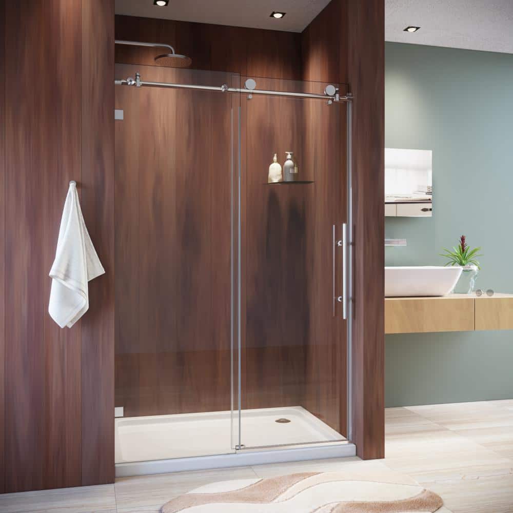 ANGELES HOME 48 in. W x 76 in. H Sliding Frameless Shower Door in
