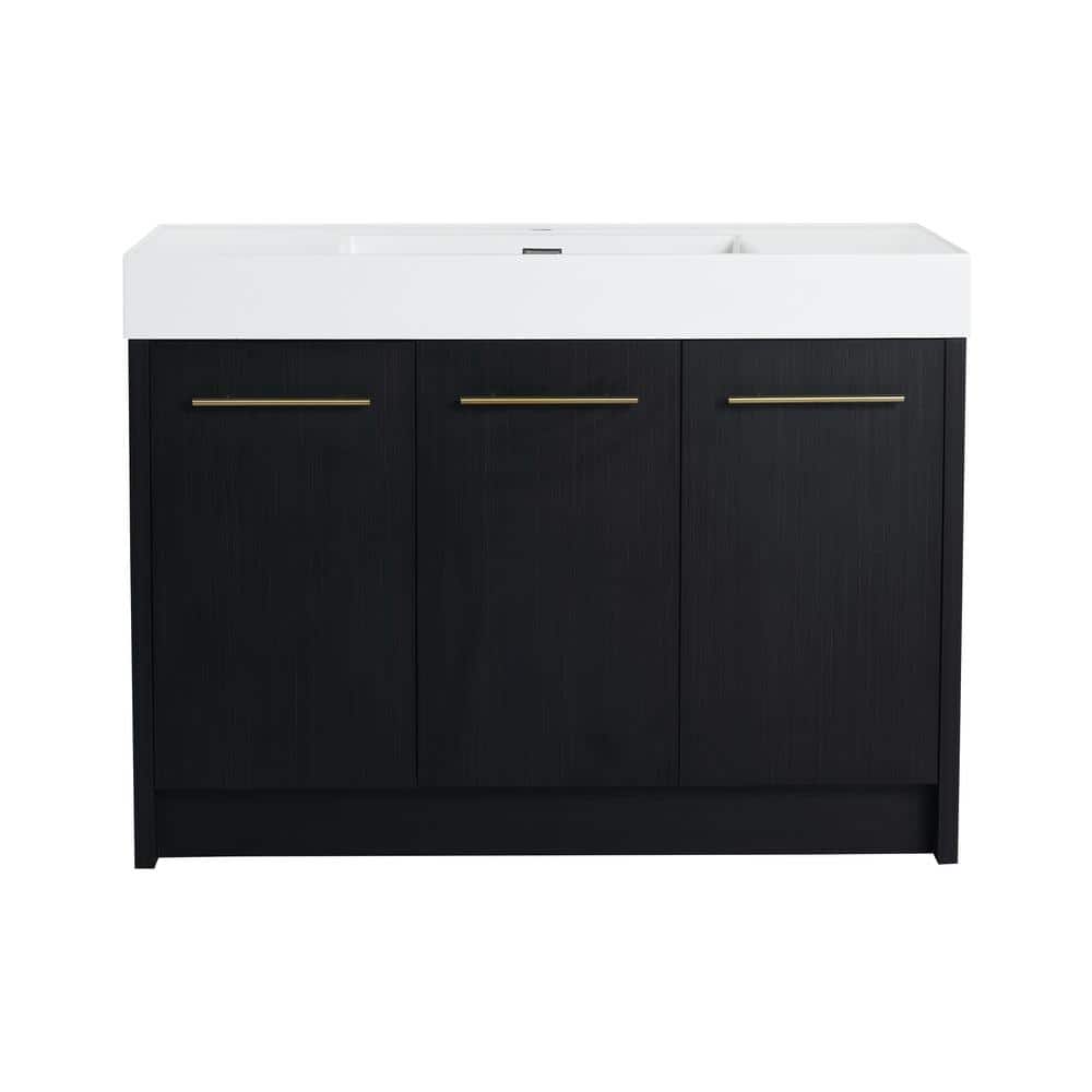 47.3 in. Freestanding Bath Vanity with White Resin Top and Soft Close Doors in Black price history on PriceWatchPro