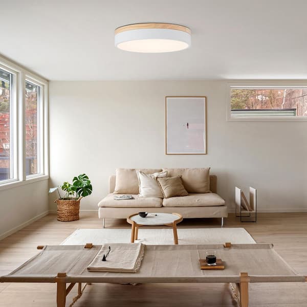 HUOKU Lumin 1-Light 11.8 in. W Matte White Selectable CCT Color