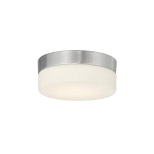 Fusion Pixel 5 in. 1-Light Brushed Nickel Round LED Flush-Mount with Opal Glass Shade