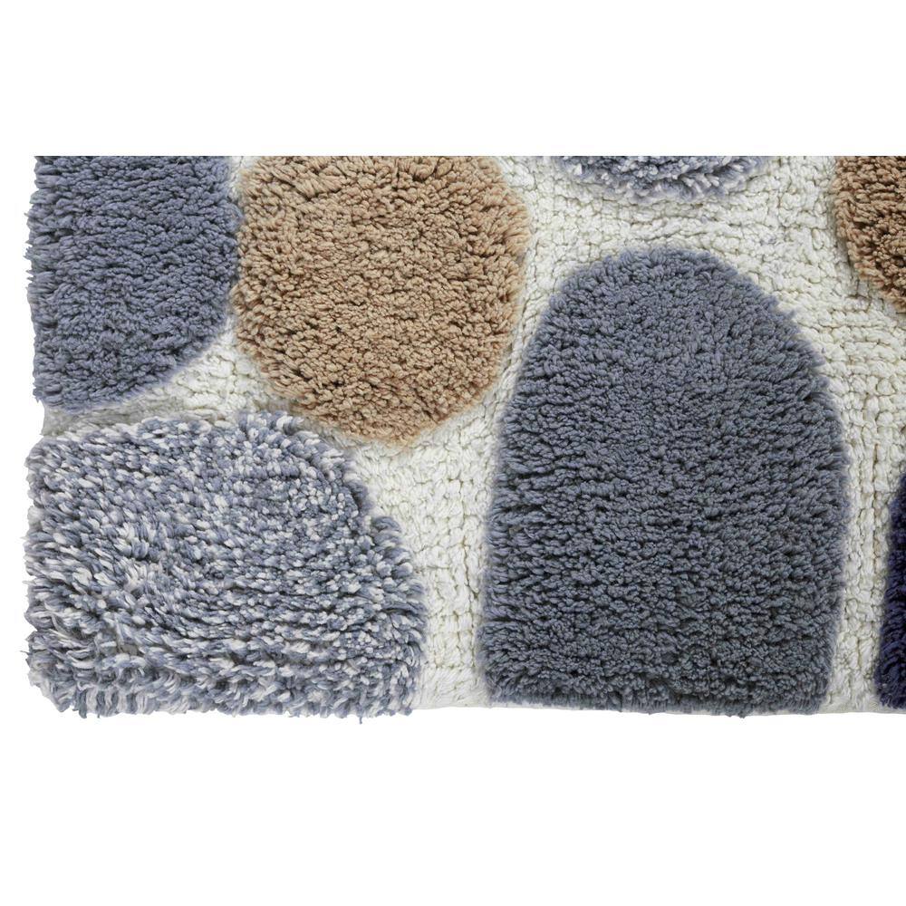 Pebble Pattern Blue and Gray Cotton Bath Rug Set