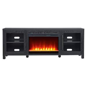 Quincy 68 in. Black Grain TV Stand with 26 in. Crystal Fireplace Fits TV's up to 75 in.