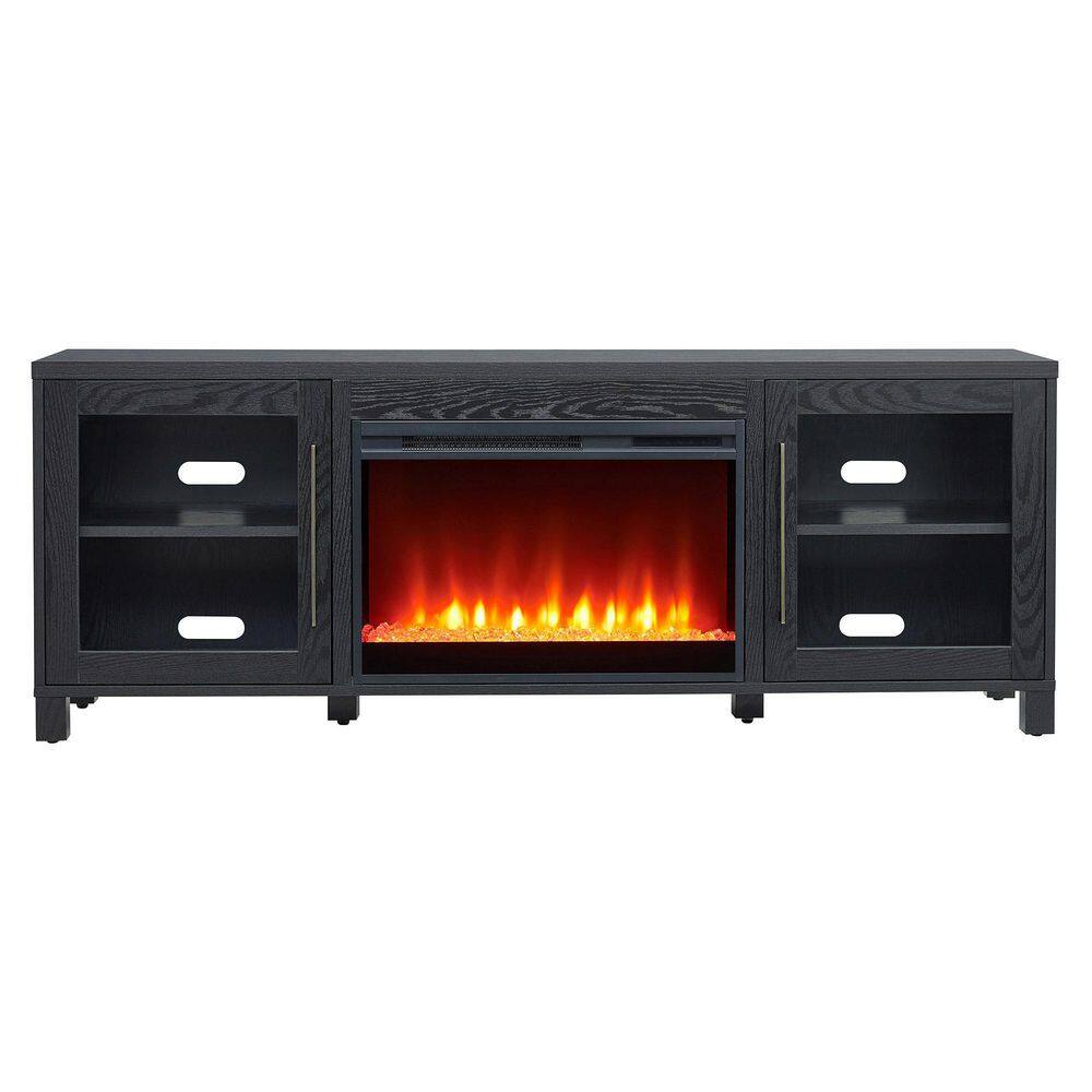 Camden&Wells - Quincy Crystal Fireplace for Most TVs up to 75" - Black Grain