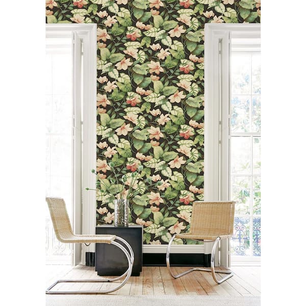 Windemere Ebony Tropical Botanical Vinyl Peel and Stick Wallpaper Roll (Covers 30.75 sq. ft.)