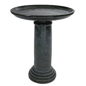 Toulon Glazed Ceramic Birdbath - Black Mist