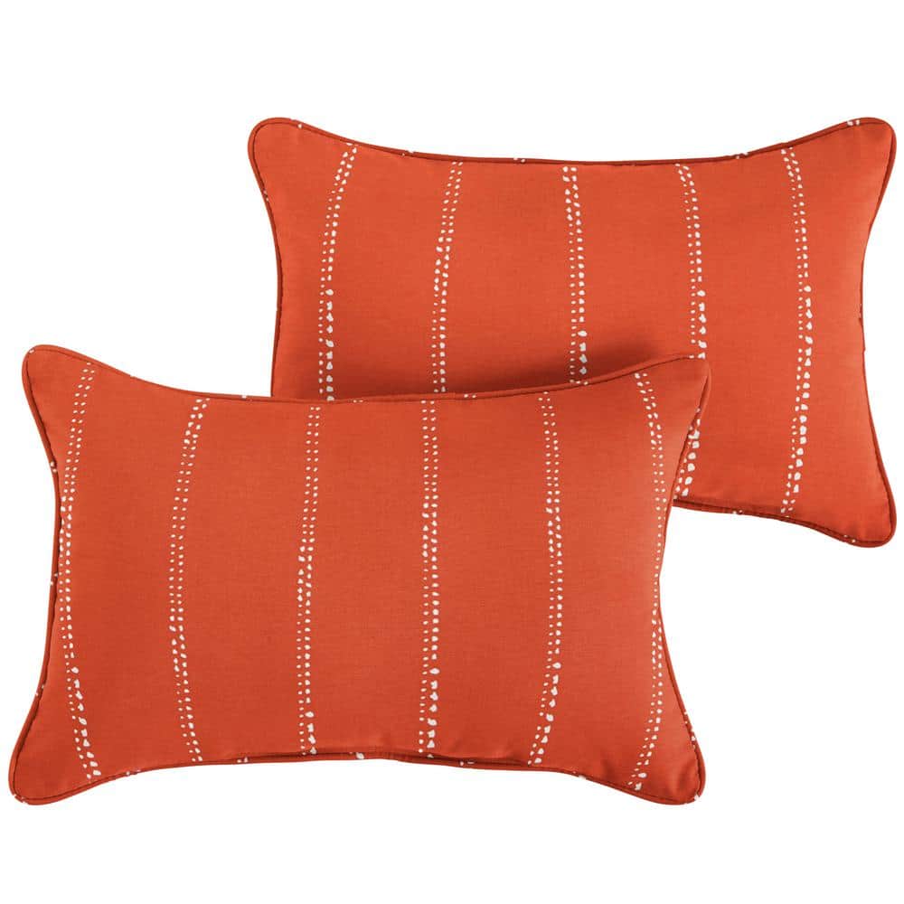 SORRA HOME Orange Dotted Stripes Rectangular Outdoor Corded Lumbar