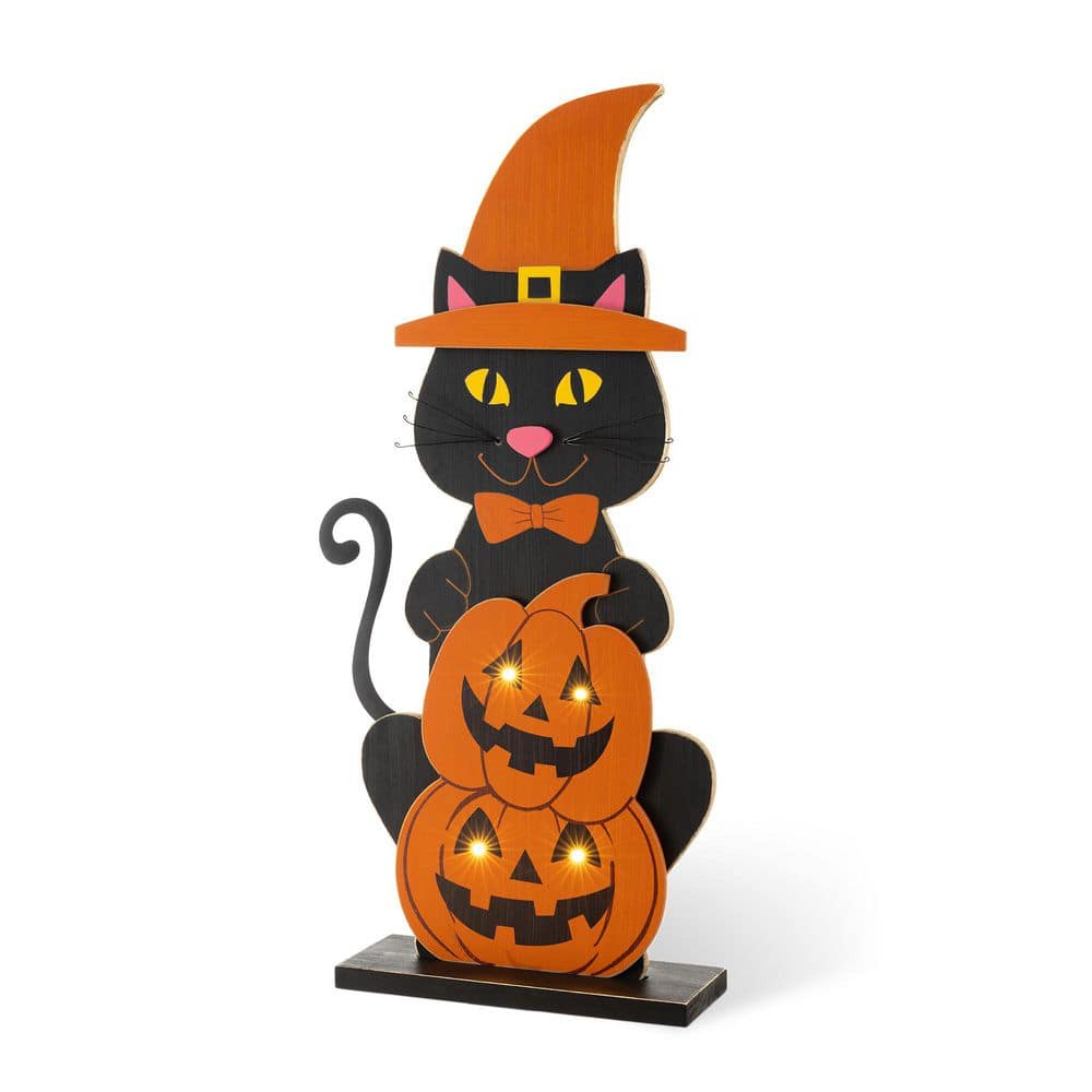 30 in. H Halloween Wooden Lighted Witch Cat Porch Decor with Timer price history on PriceWatchPro