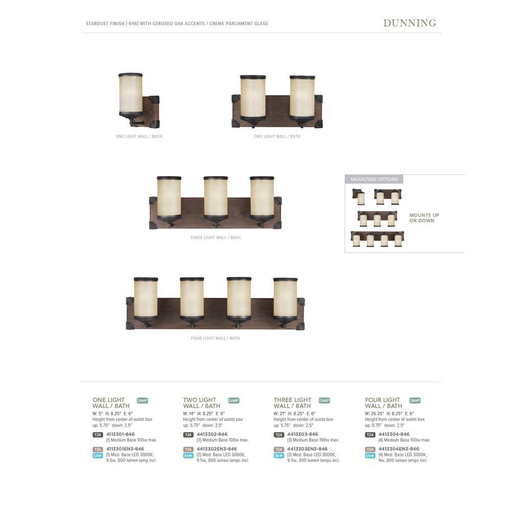 Stardust Brown 4-Light Vanity with Creme Parchment Glass Shades