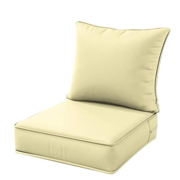 19 in. x 19 in. x 4 in. Square Outdoor Deep Seating Cushion Set Seat and Back Cushion for Lounge Chair Light Yellow