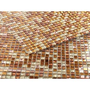 Artistic Jewels Bronze Pink and Gold 12 in. x 12 in. Square Glass Mosaic Wall Tile (4 Sq. Ft./Case)