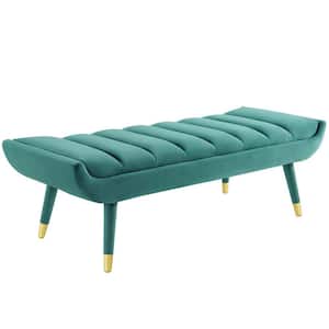 Guess Teal Channel Tufted Performance Velvet Accent Bench