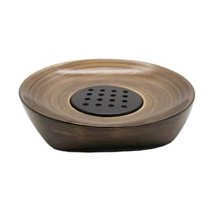 WENGE Effect Freestanding Soap Dish Cup Resin Brown Gold