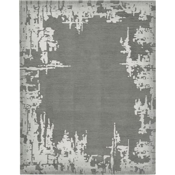Symmetry Grey/Beige 8 ft. x 10 ft. Distressed Contemporary Area Rug