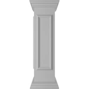 Corner 40 in. x 10 in. White Box Newel Post with Panel, Peaked Capital and Base Trim (Installation Kit Included)