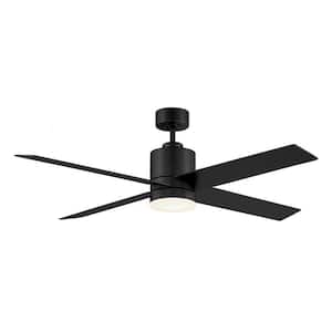 52 in. Integrated LED Indoor Matte Black Ceiling Fan with Remote