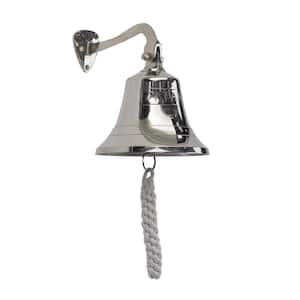6 in. Silver Brass Metal Bell Decorative Bell with Rope Detailing