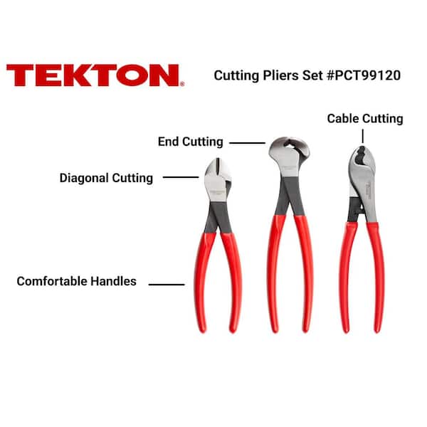 Cable, Diagonal, End Cutting Pliers Set (3-Piece)