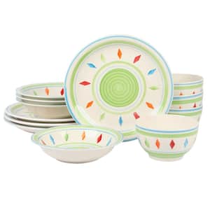 Heidy 12-Piece Durastone Dinnerware Set Multi-Colored