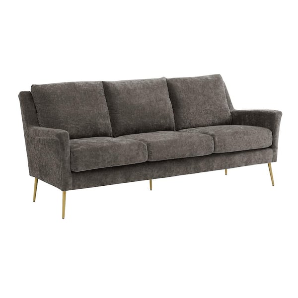 Picket House Furnishings Lincoln 78 in. Cocoa 3-Seater Sofa with Gold ...