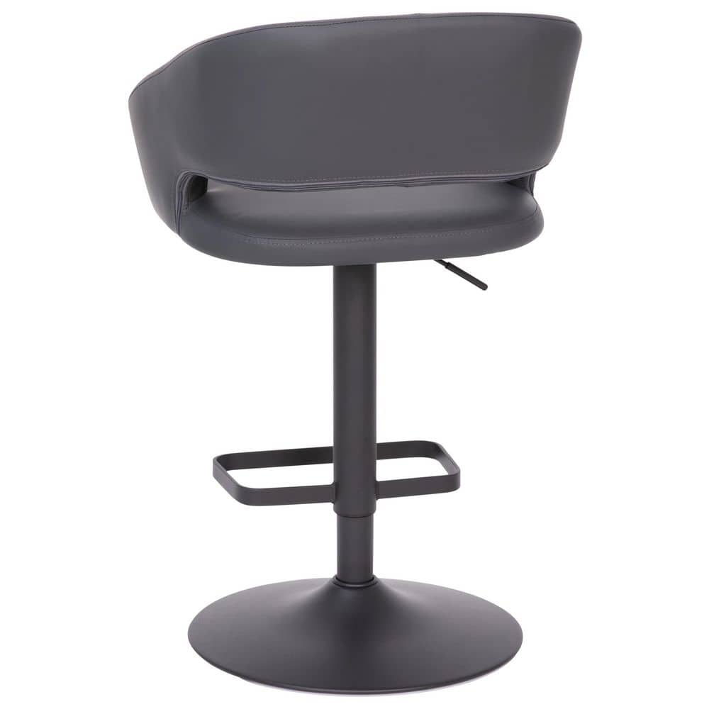 Gray Vinyl Adjustable Swivel Barstool with Black Metal Base