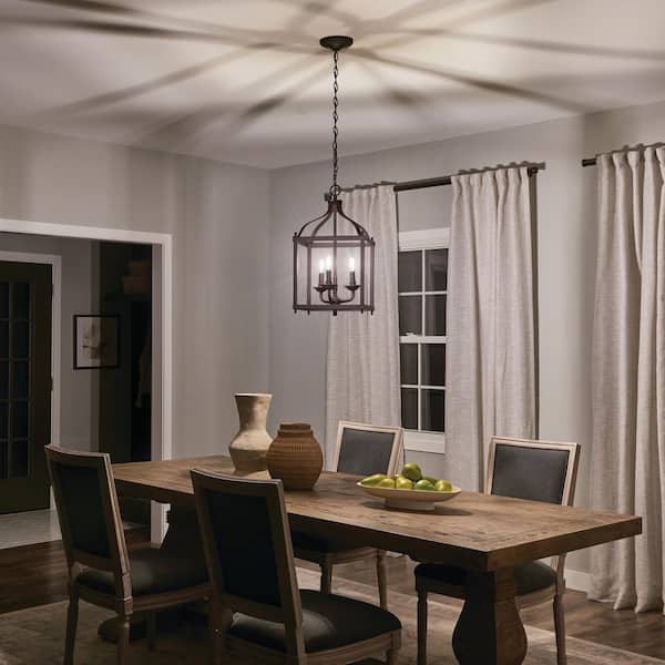 Larkin 3-Light Olde Bronze Traditional Candle Cage Foyer Pendant Hanging Light