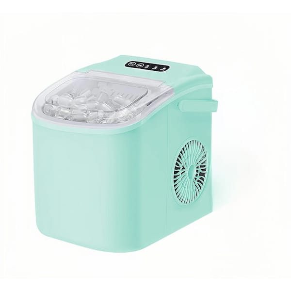 8.86 in. 26.1 lb. Countertop Portable Ice Maker in Green with 6-Min Fast Ice Making and Self-Cleaning.