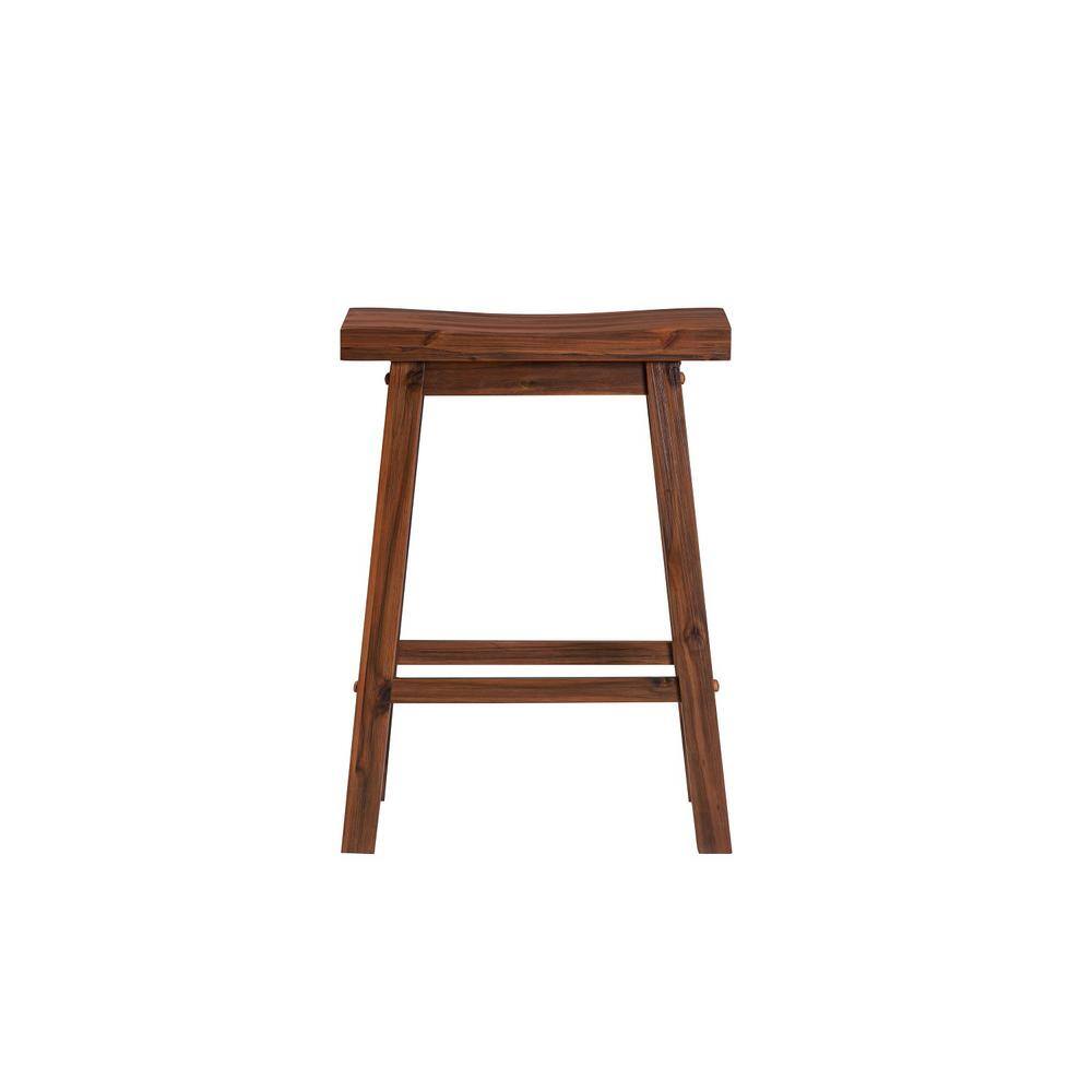 Eco-Friendly Rubberwood 24" Saddle Stool in Chestnut Wire-Brush