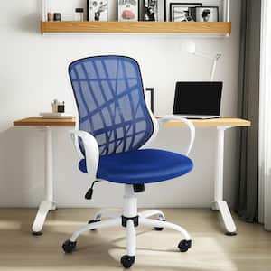 DESERT Mesh Modern Big and Tall Upholstered Swivel Chair Ergonomic Adjustable Height Task Chair in Navy Blue with Tilt