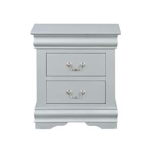 Louis Philippe III 2-Drawer Platinum Nightstand (24 in. H x 22 in. W x 16 in. D)