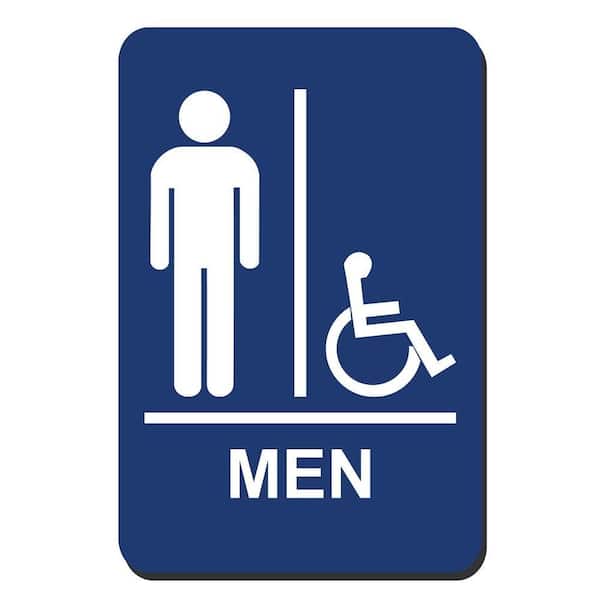 6 in. x 9 in. Men Accessible Braille for Latch Side of Door Sign