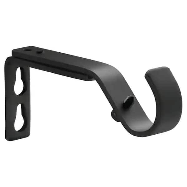 Matt Black Steel Single 5 in. Projection Curtain Rod Bracket (Set of 2)