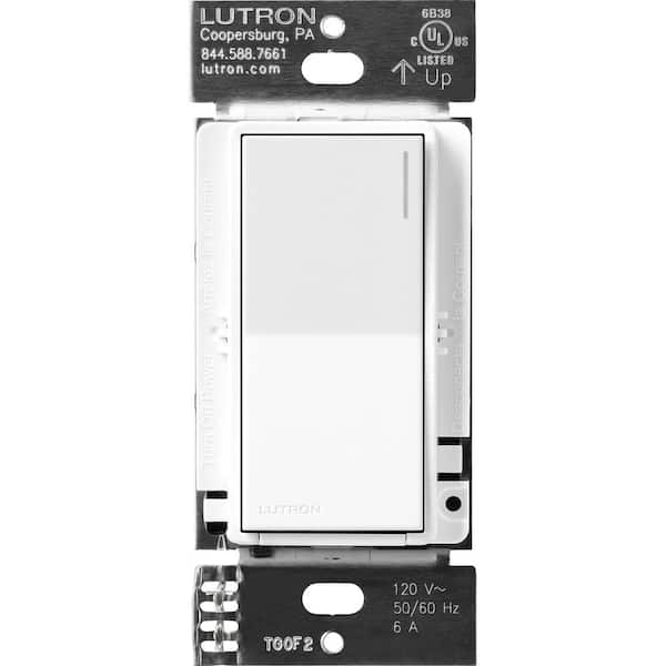 Lutron Sunnata Switch, for 6A Lighting or 3A 1/10 HP Motor, Single Pole/Multi Location, Brilliant White (ST-6ANS-BW)