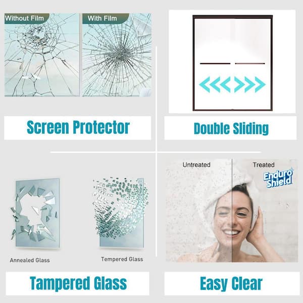 46 in. to 48 in. W x 72 in. H Sliding Framed Shower Door in Oil Rubbed Bronze with Clear Glass Double Sliding Reversible