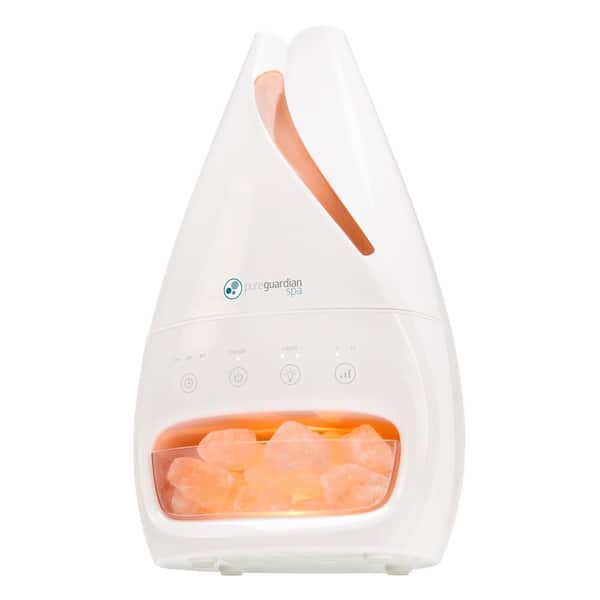 0.32 gal. Ultrasonic Cool Mist Humidifier and Himalayan Salt Lamp in White for Rooms up to 200 sq. ft. 20 Hour Runtime