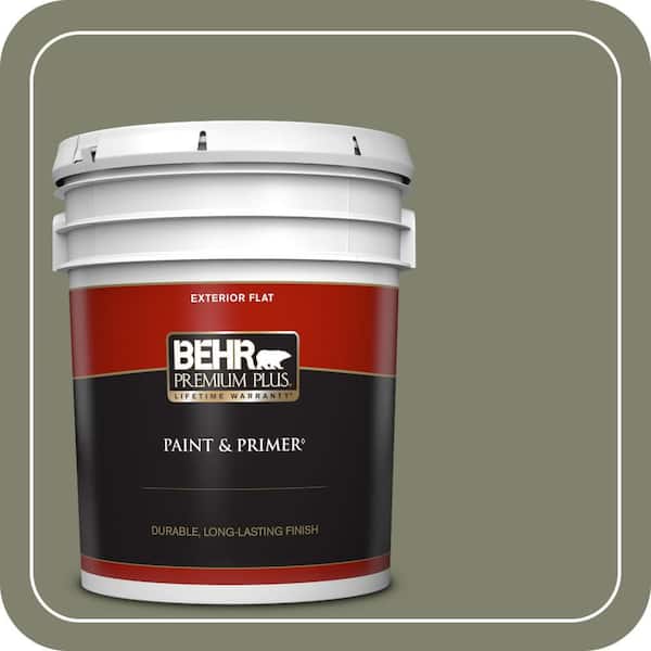 BEHR PREMIUM PLUS 5 gal. #PPU10-18 Lizard Green Flat Exterior Paint & Primer
