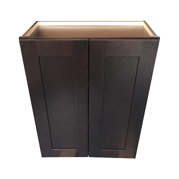 Plywell Ready to Assemble 36x42x12 in. Shaker Double Door Wall Cabinet with 2-Adjustable Shelves in Espresso