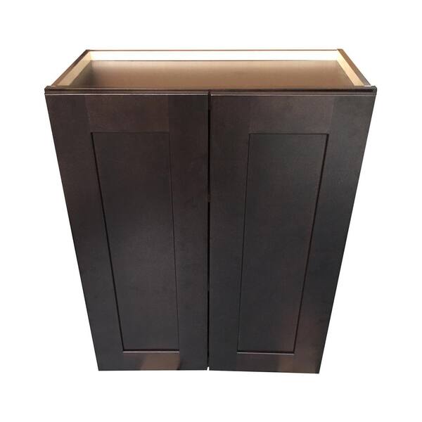 Plywell Ready to Assemble 42x42x12 in. Shaker Double Door Wall Cabinet with 2-Adjustable Shelves in Espresso