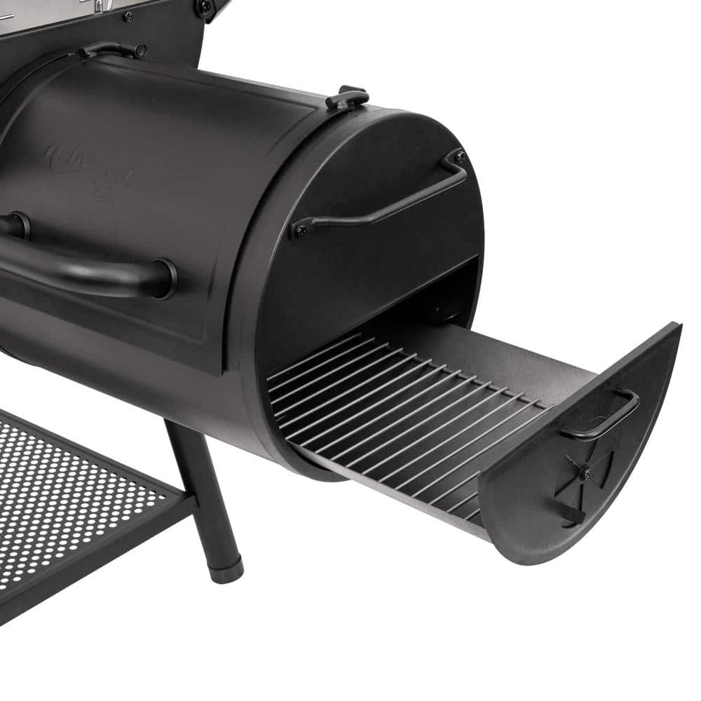 Smokin' Champ Charcoal Grill Offset Smoker in Black with Charcoal Tray and Dual Damper Controls - Thumbnail 4
