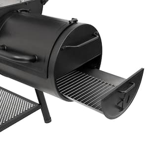 Smokin' Champ Charcoal Grill Offset Smoker in Black with Charcoal Tray and Dual Damper Controls