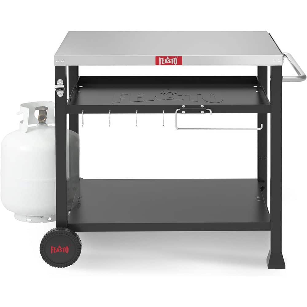 39.5 in. 3-Shelf Stainless Steel Movable Outdoor Food Prep Table Grill Cart
